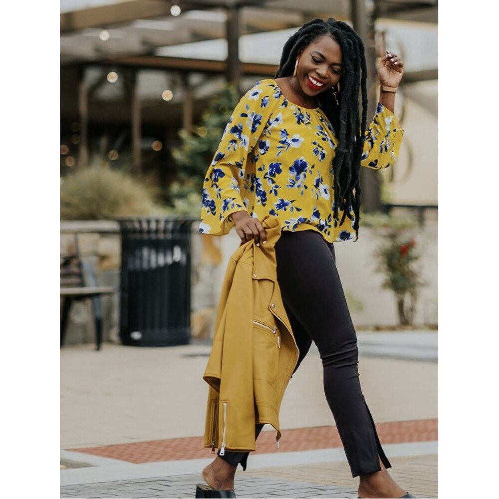 Elizabeth & James‎ Yellow Blue Floral Oversized Flowy Off the Shoulder Blouse S
